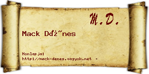 Mack Dénes névjegykártya